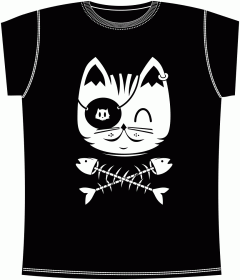 Прикольные футболки: Кот пират Black